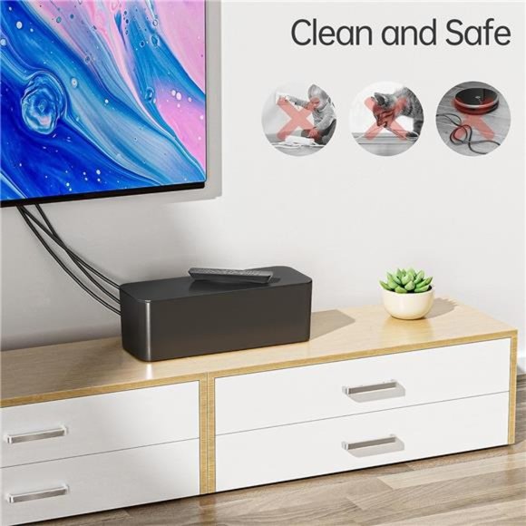 Cable Management Box, 2 Pack Cable Organizer Box, Large and Medium Size Cord Box - Picture 6 of 7